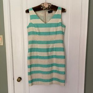 Teal and Cream Striped Dress